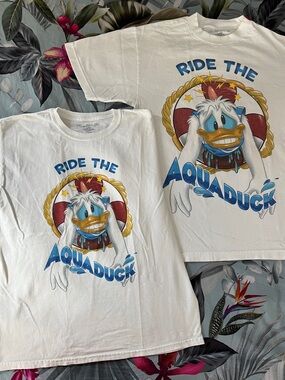 Ride the Aquaduck Donald Duck Graphic Tees Bundle - White w/ Blue & Yellow